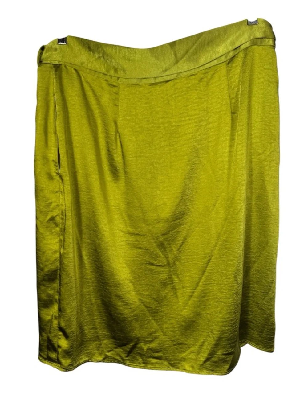Wildfang The Empower Satin Wrap Skirt in Chartreuse, Size XL - Picture 8 of 8
